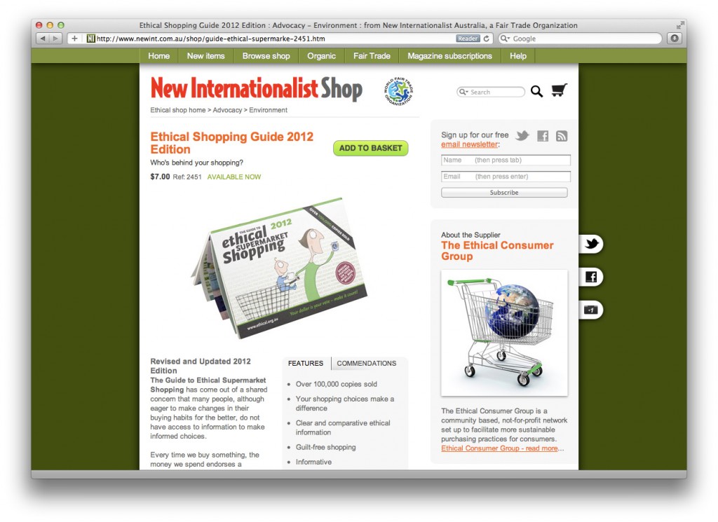 New Internationalist Australia shopping website