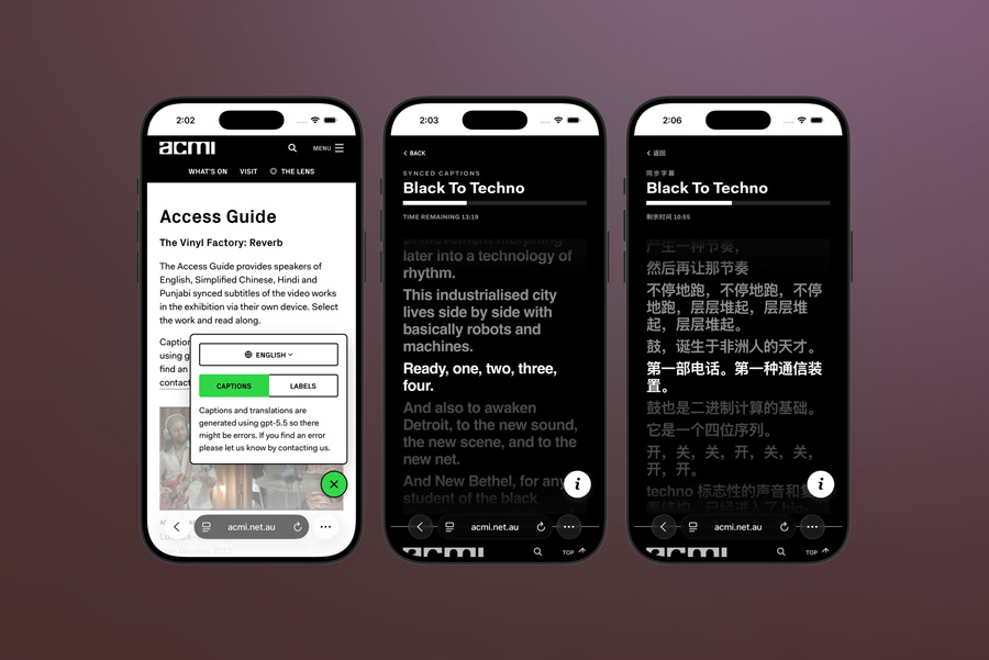 ACMI Reverb synced video captions access guide