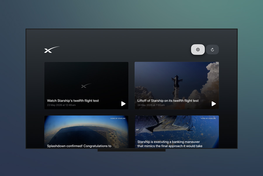 SpaceX TV app for streaming videos on your AppleTV